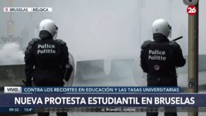  AHORA – BÉLGICA | Incendios, destrozos y enfrentamientos sacuden las protestas estudiantiles